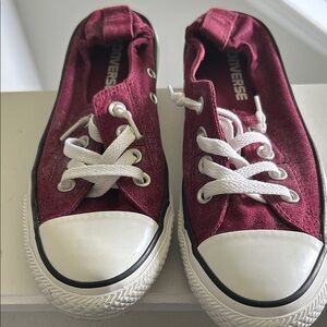 Converse Maroon Canvas Shoes with White Accents
